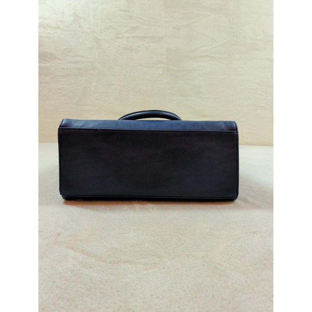 Nine West Navy‎ Blue Pebbled Faux Leather Tote Crossbody Handbag Gold Hardware
